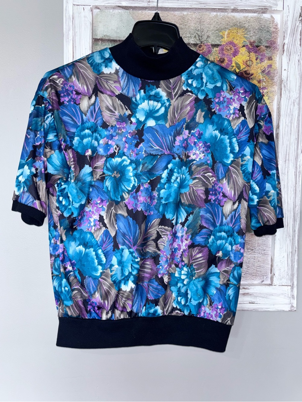 Vtg Act III Women's Flower Petal Shirt Tropical Floral Top Size Medium Made USA